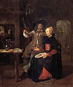 Gabriel Metsu Self-Portrait with his Wife Isabella de Wolff in an Inn oil painting reproduction